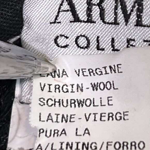 Armani Collezioni Pants Womens 10 Black Wide Leg Wool Trousers Made Italy Office - Picture 8 of 15